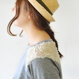 Gray Sweater with Rose Petals Designs